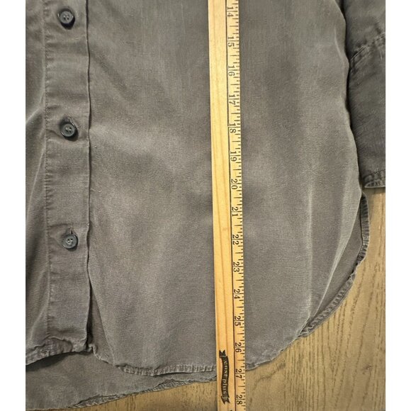 Zara Women Gray Oversized Small Lyocell Linen Button Down Lagenlook Layer Shirt - Picture 8 of 14